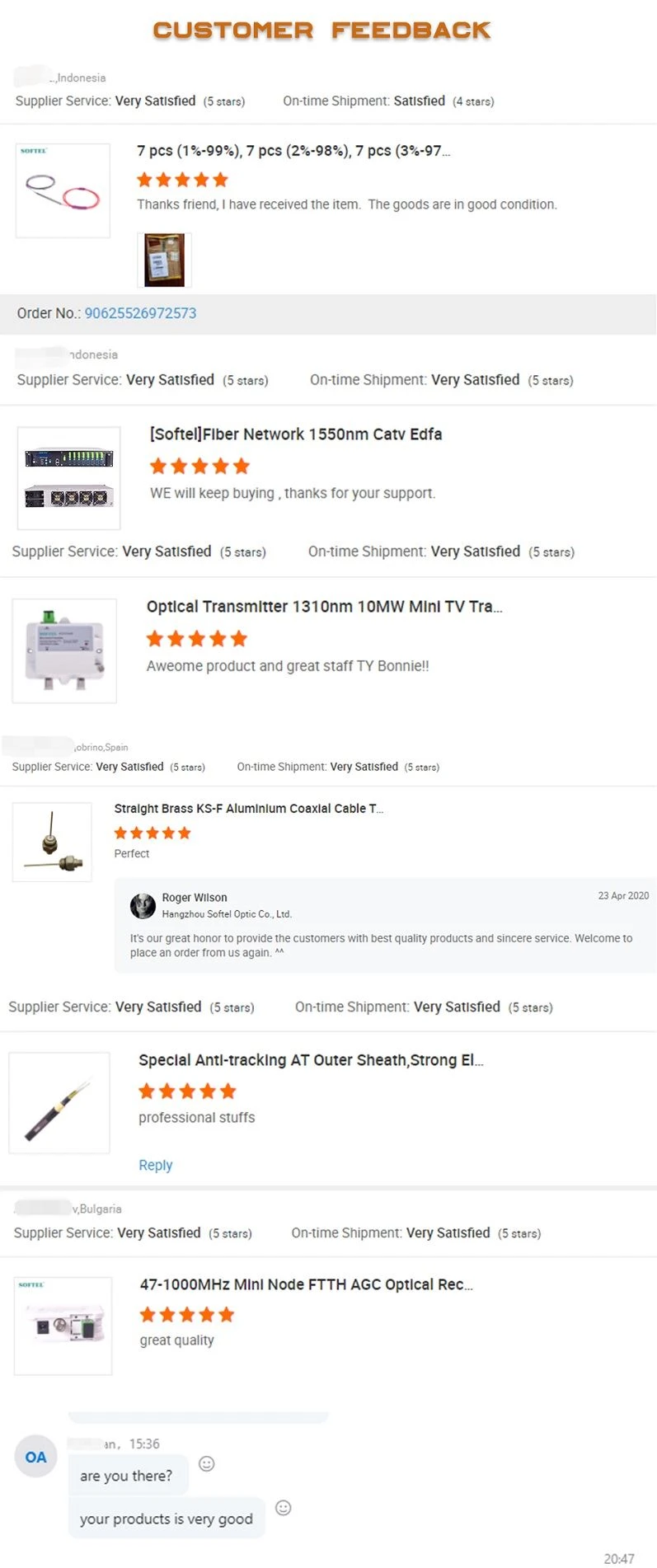 Customer feedback
